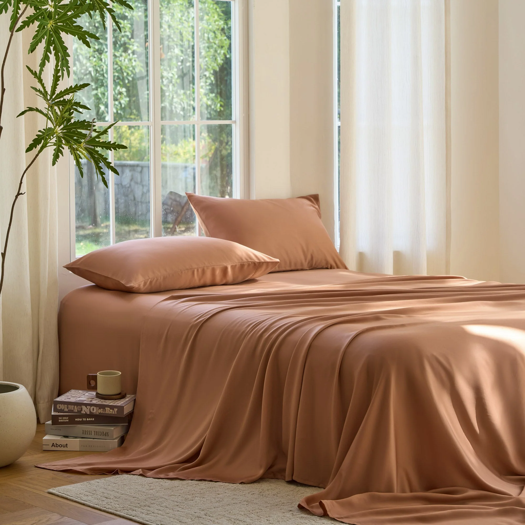 DOZ Organic Bamboo No Flat Sheet Set - Clay