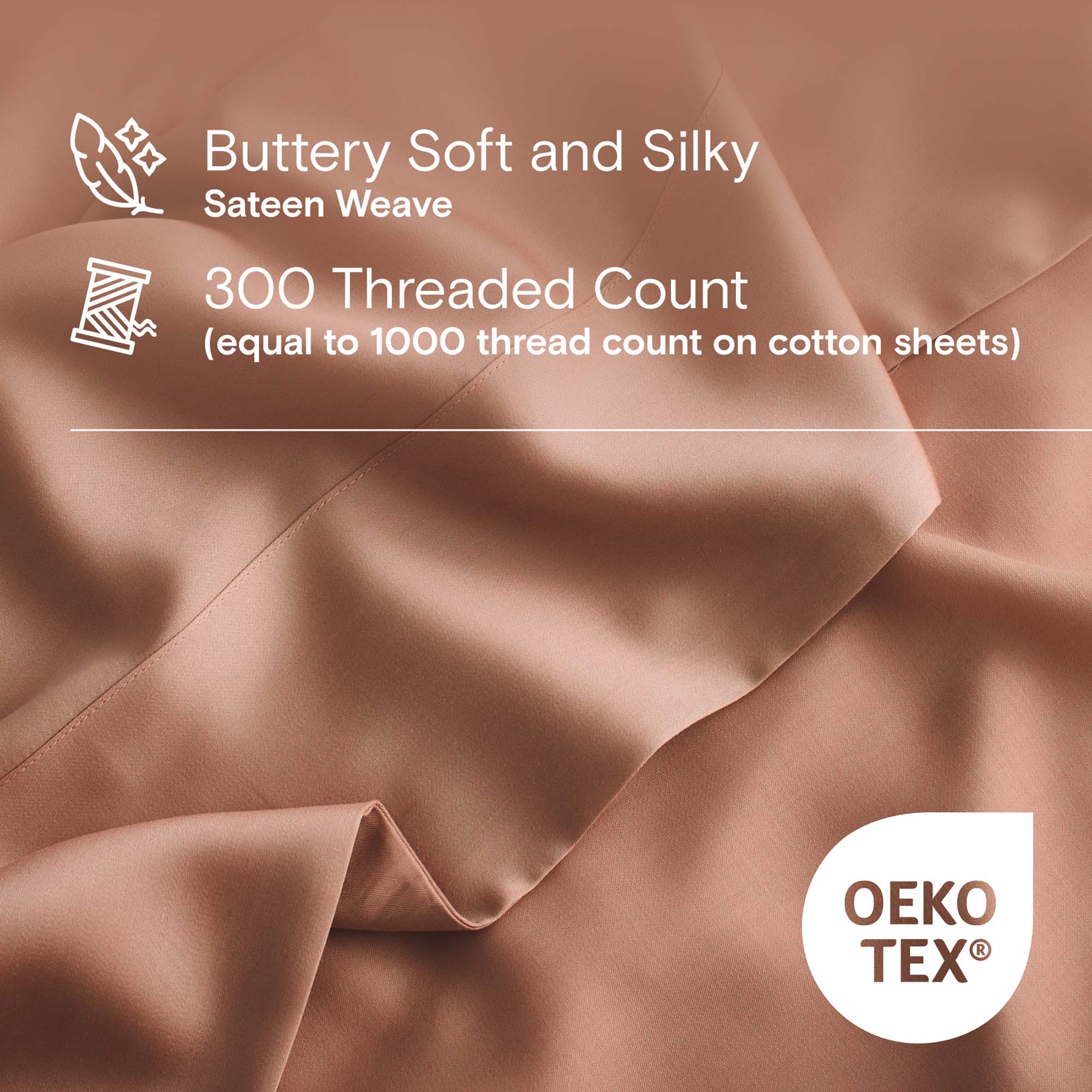 DOZ Organic Bamboo No Flat Sheet Set - Clay - Image 2