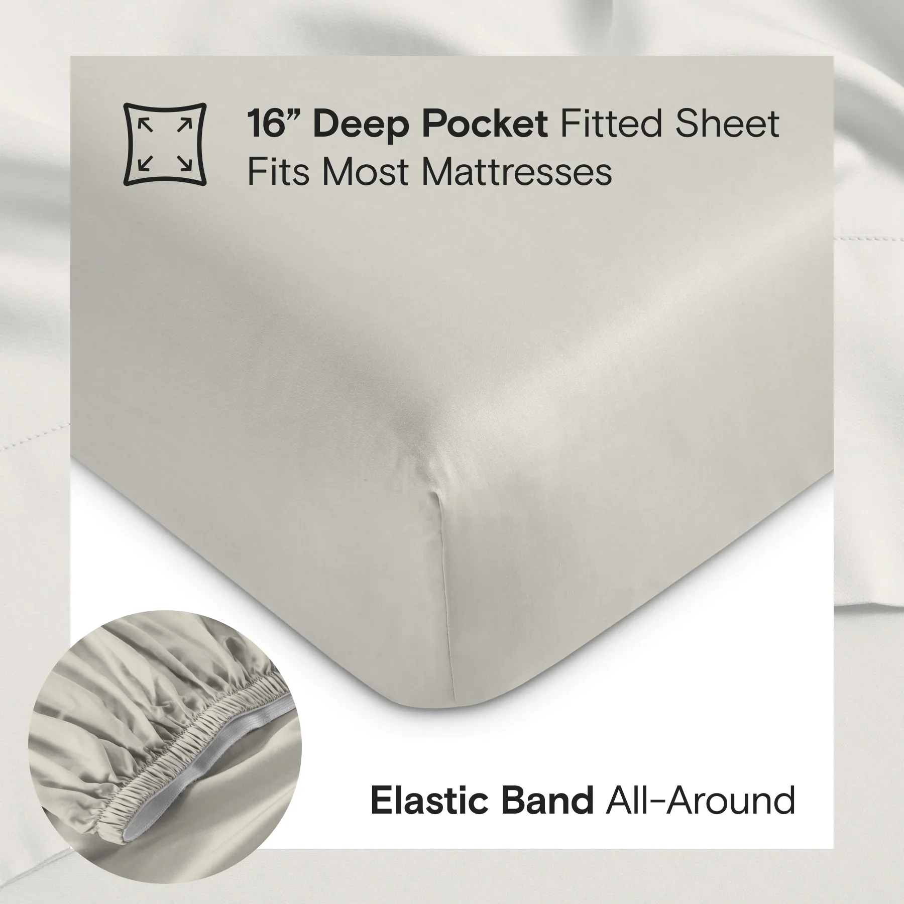 DOZ Organic Bamboo No Flat Sheet Set - Fog - Image 3