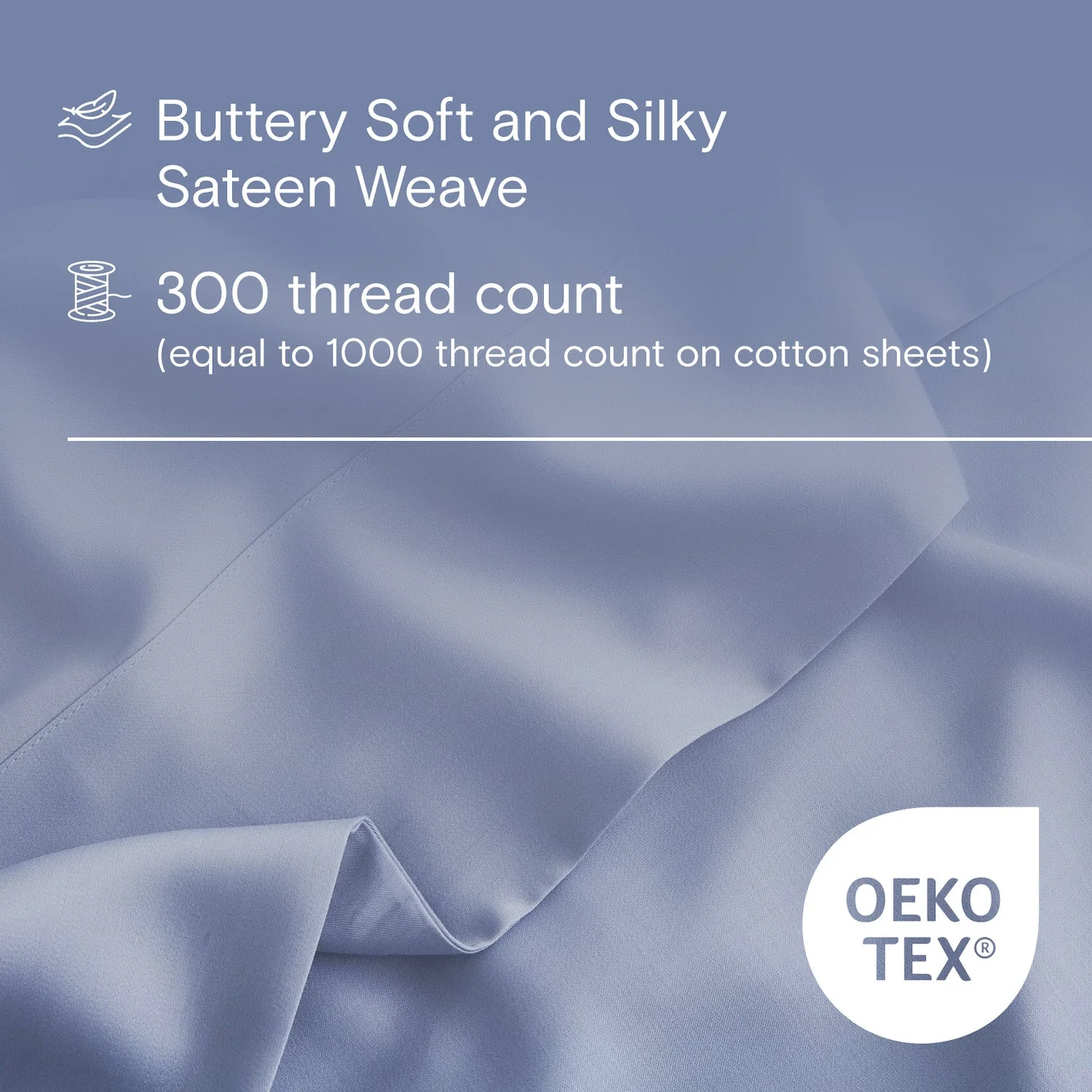 DOZ Organic Bamboo No Flat Sheet Set - Sky - Image 2